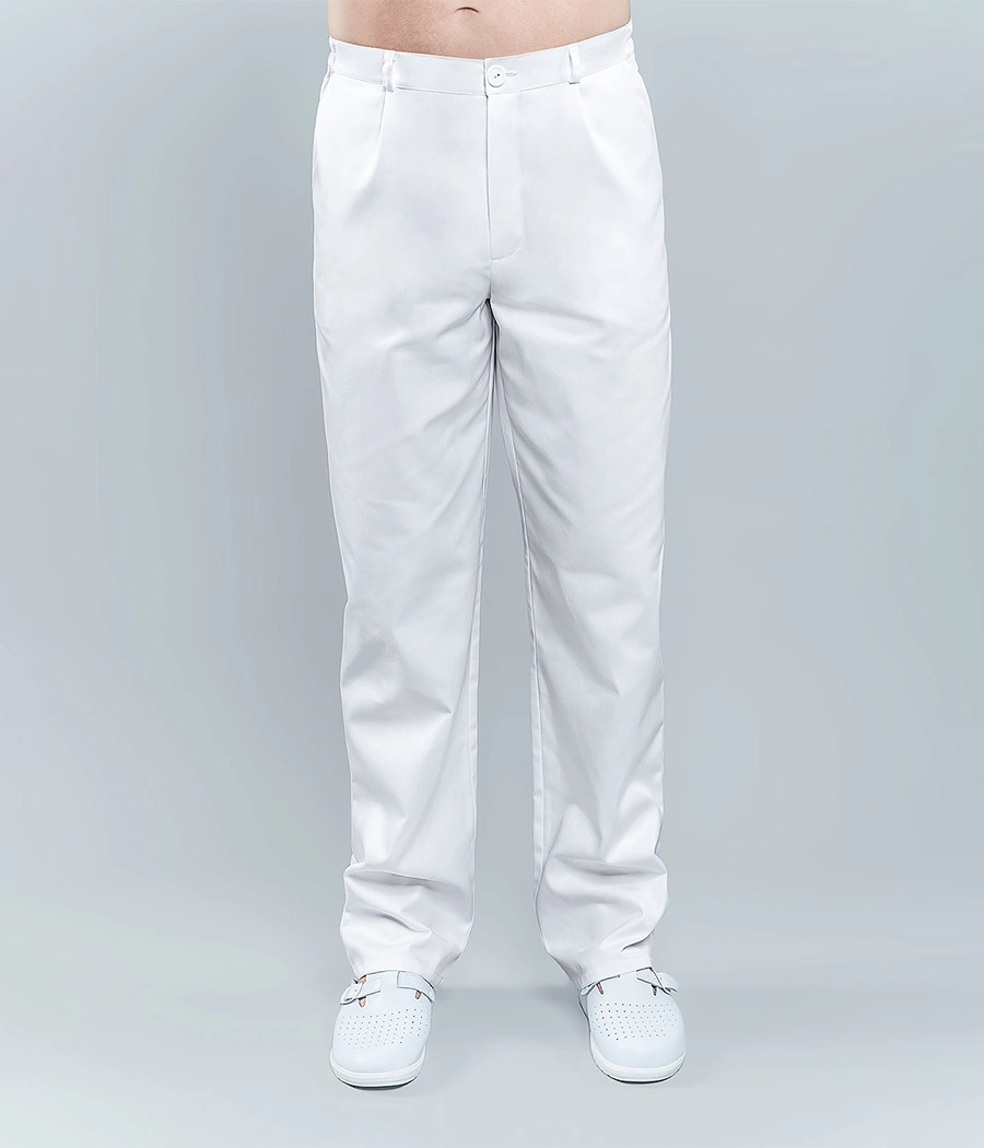 Spodnie medyczne męskie klasyczne 6001 w kolorze białym OP K1