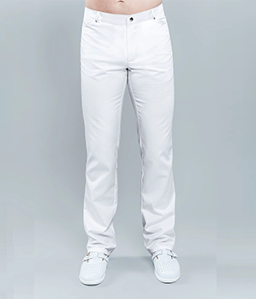 Spodnie medyczne męskie dżinsowe 6002 w kolorze białym OP K1