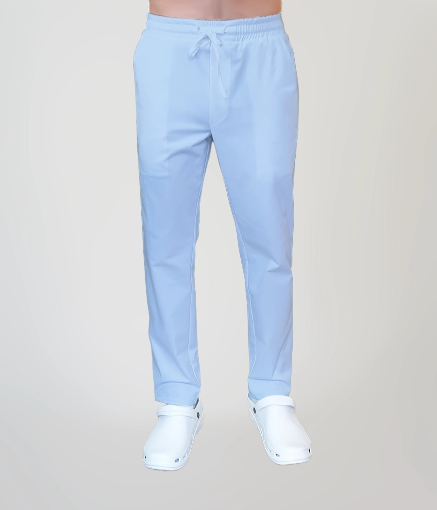 Spodnie medyczne męskie  proste  z troczkami 6024