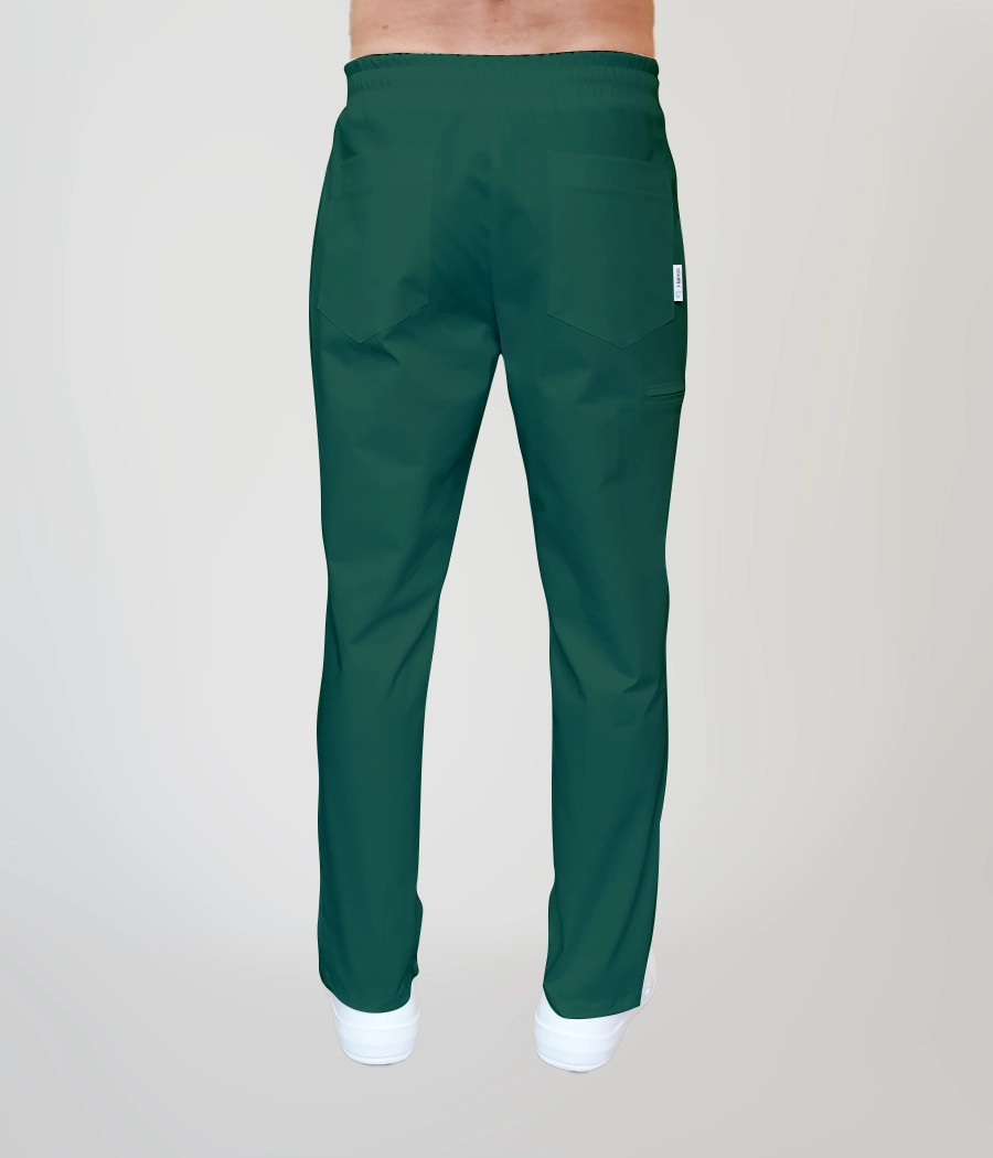 Spodnie medyczne męskie  proste  z troczkami 6024I