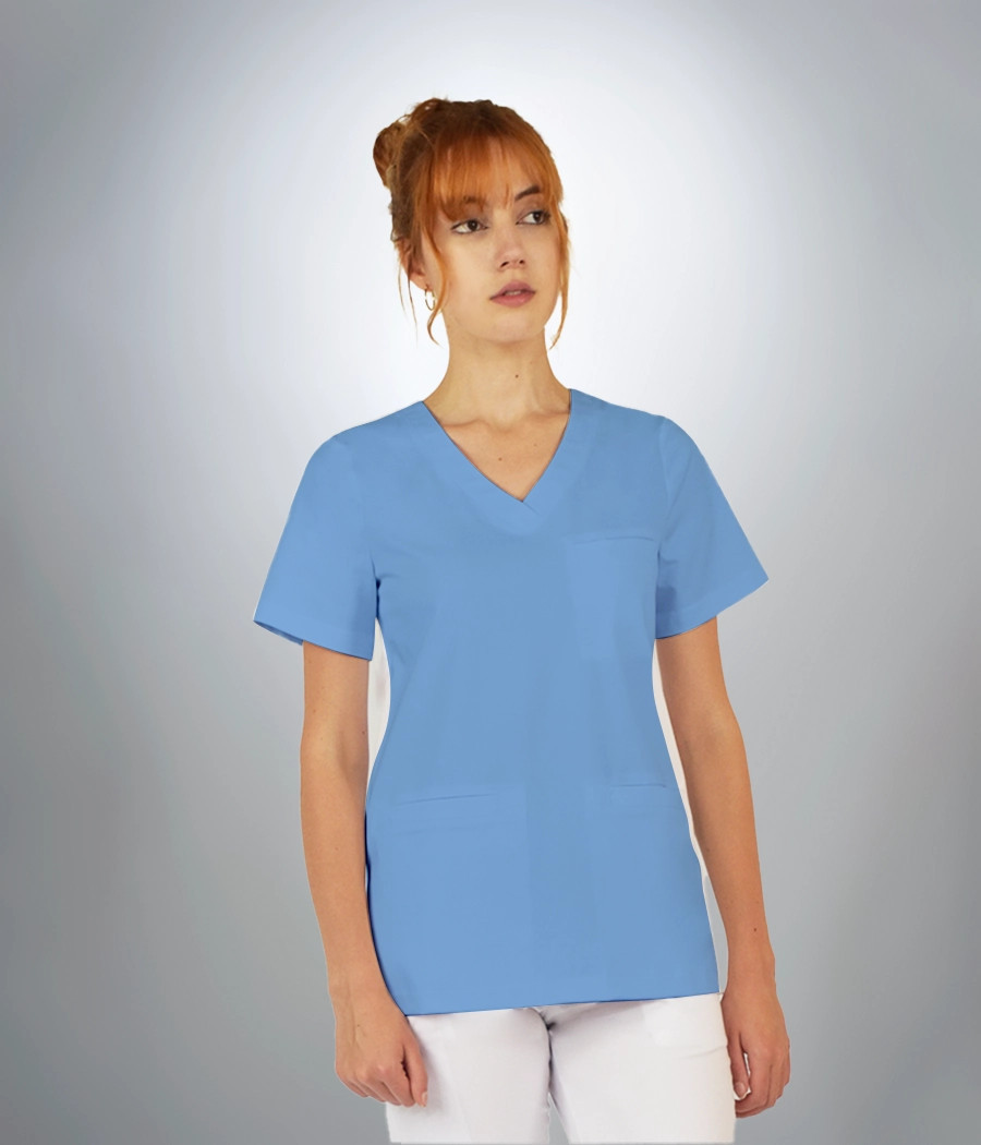 Bluza scrub medyczna damska trzy kieszenie 1816 w kolorze błękitny PS K7