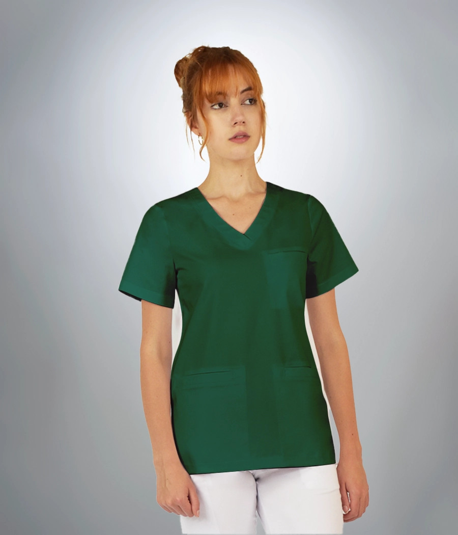 Bluza scrub medyczna damska trzy kieszenie 1816 w kolorze zieleni butekowej CS K38