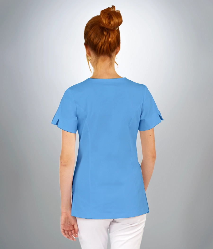 Bluza scrub medyczna damska dodatkowa kieszonka na zameczek 1818 w kolorze błękitnym PS K7