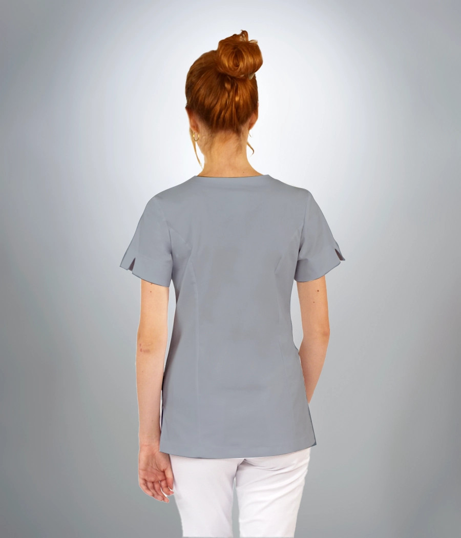 Bluza scrub medyczna damska dodatkowa kieszonka na zameczek 1818 w kolorze szarym PS K2