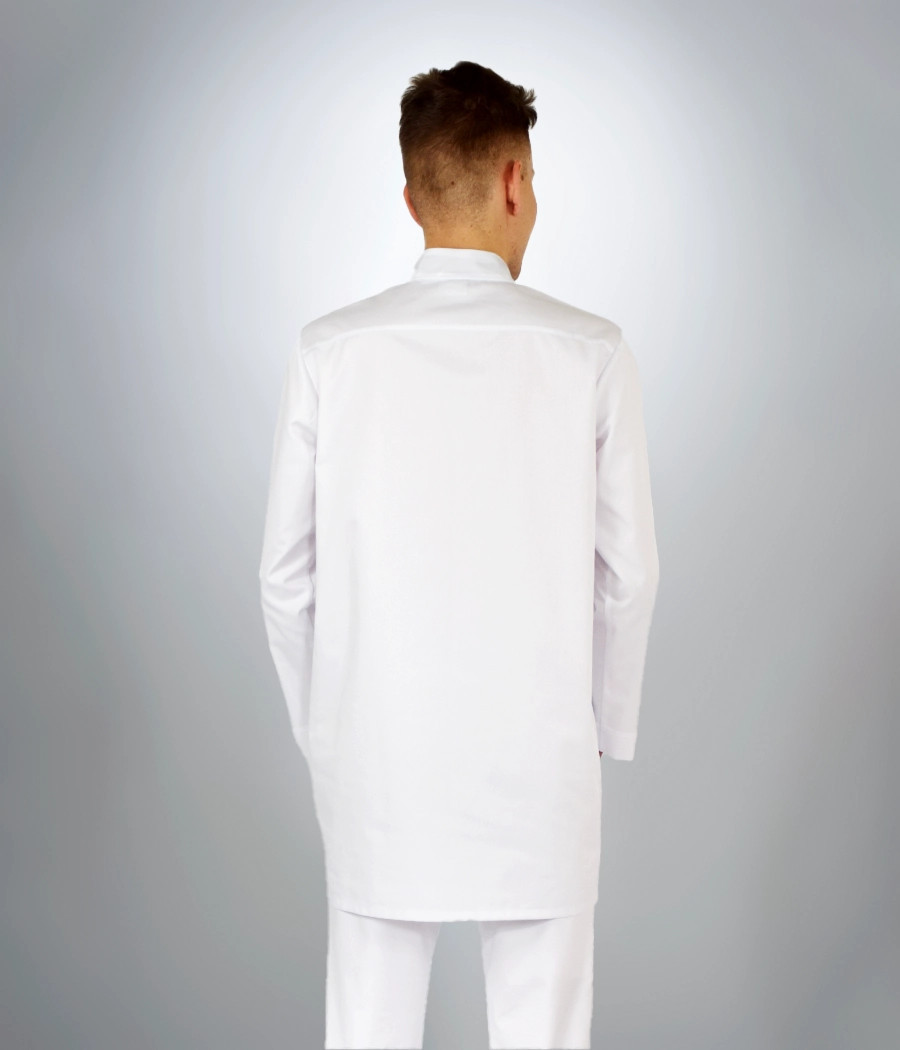 Fartuch medyczny męski 2014 kolor tkaniny biały OP K1
  i kolor wstawki grafitowy ST K35