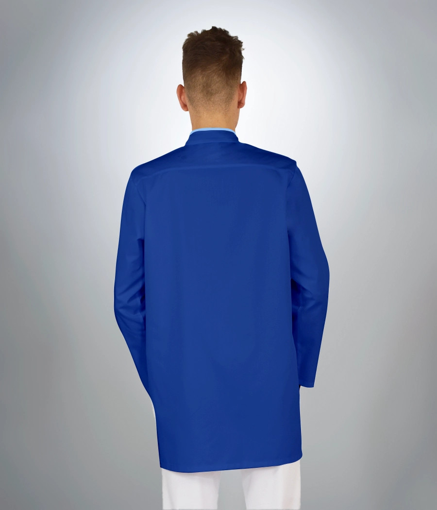 Fartuch medyczny męski 2015 kolor tkaniny chabrowy OP K8 i kolor wstawki błękitny OP K7
