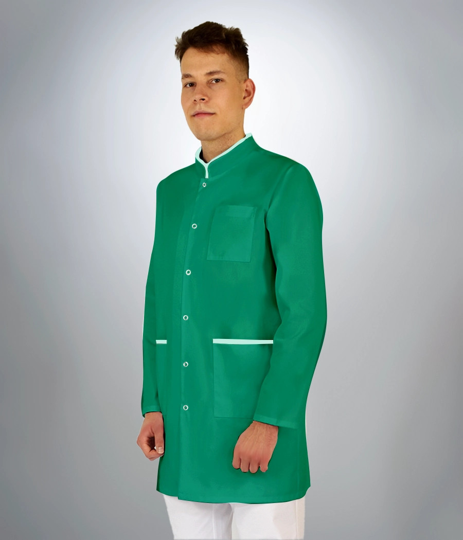 Fartuch medyczny męski 2015 kolor tkaniny zielony OP K6 i kolor wstawki  seledynowy OP K5