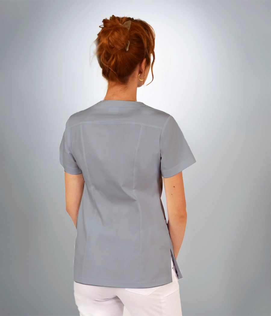 Bluza scrub medyczna damska z karczkiem i podłużne cięcia 1820 w kolorze szarym PS K2