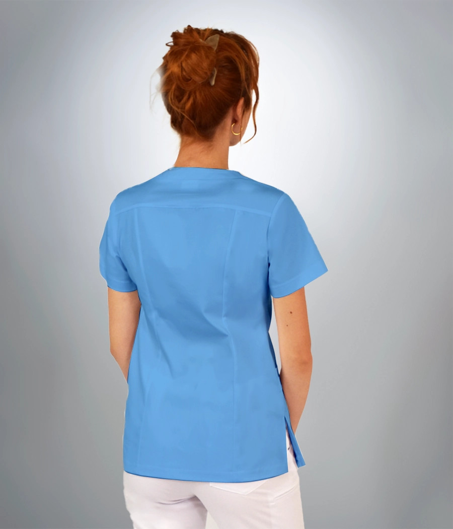 Bluza scrub medyczna damska z karczkiem i podłużne cięcia 1820 w kolorze błękitnym PS K7