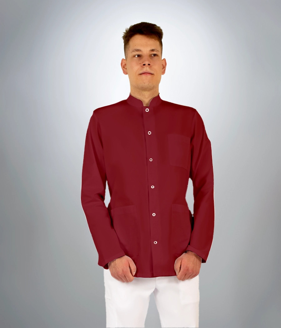 Bluza medyczna męska klasyczna ze stójką 3002 w kolorze bordowym OP K9