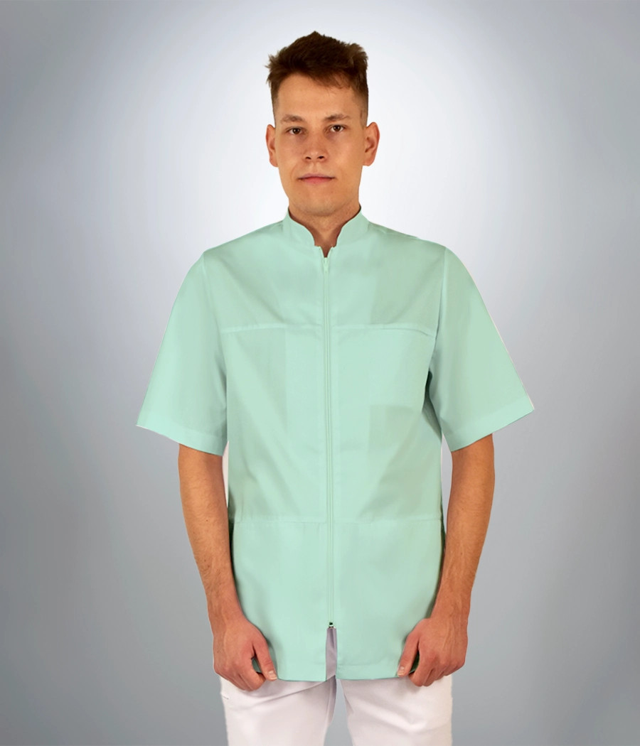 Bluza medyczna męska z poprzecznymi cięciami 3007 w kolorze seledynowym OP K5