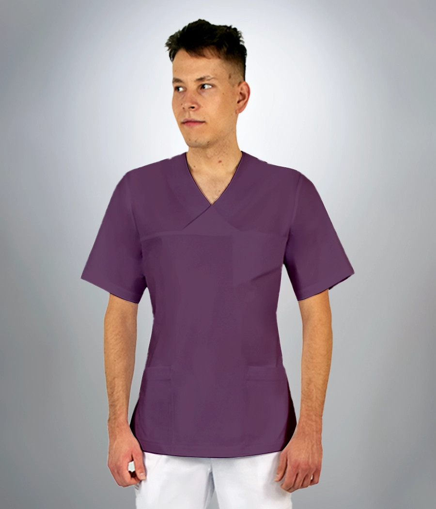Bluza scrub medyczna męska taliowana 3011 w kolorze śliwkowym PS K21