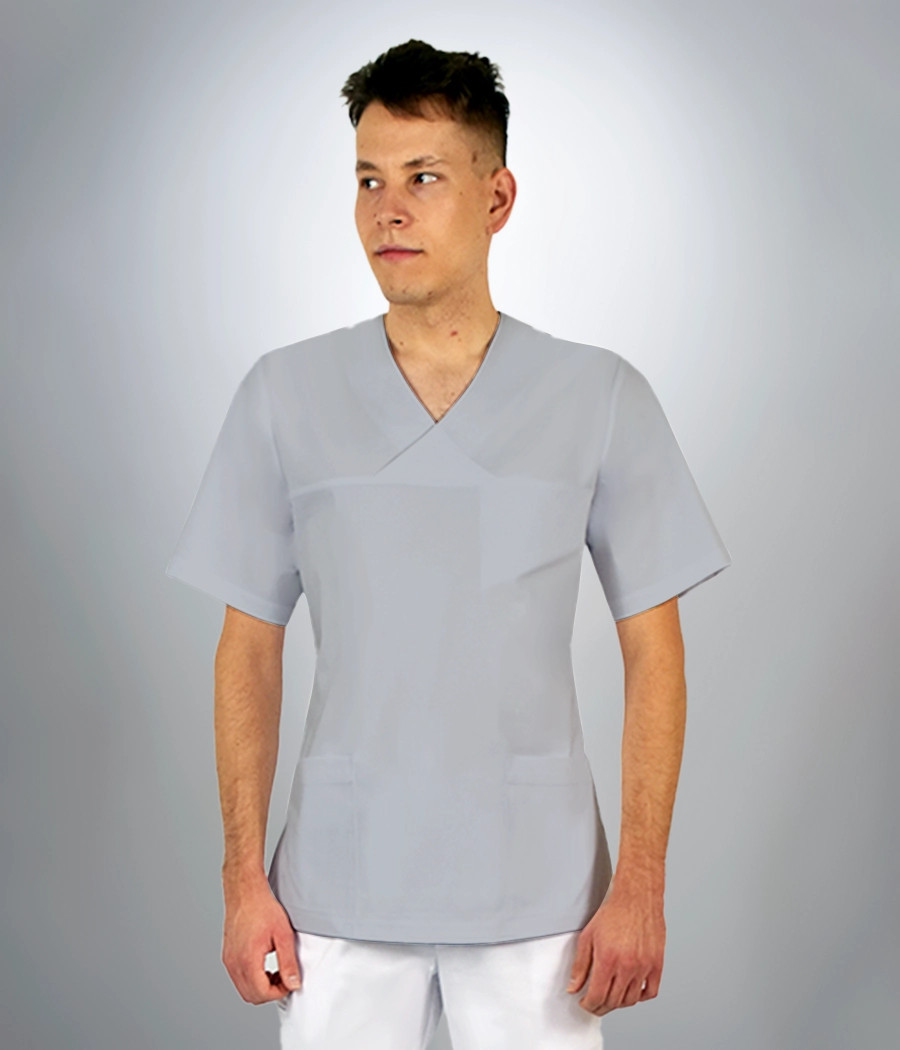 Bluza scrub medyczna męska taliowana 3011 w kolorze szarym PS K2