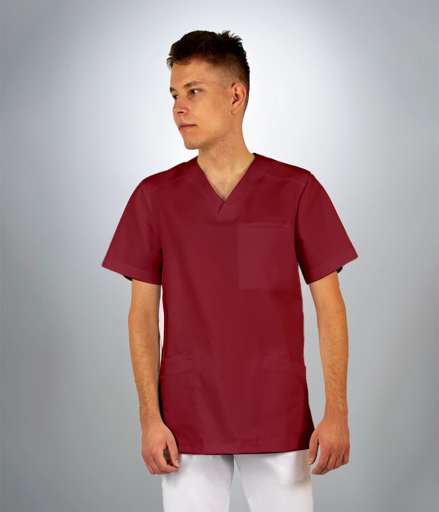 Bluza scrub medyczna męska 3020 w kolorze bordowy CS K9