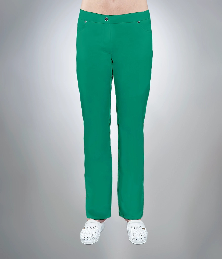 Spodnie medyczne damskie dżinsowe 5003 w kolorze zielonym OP K6