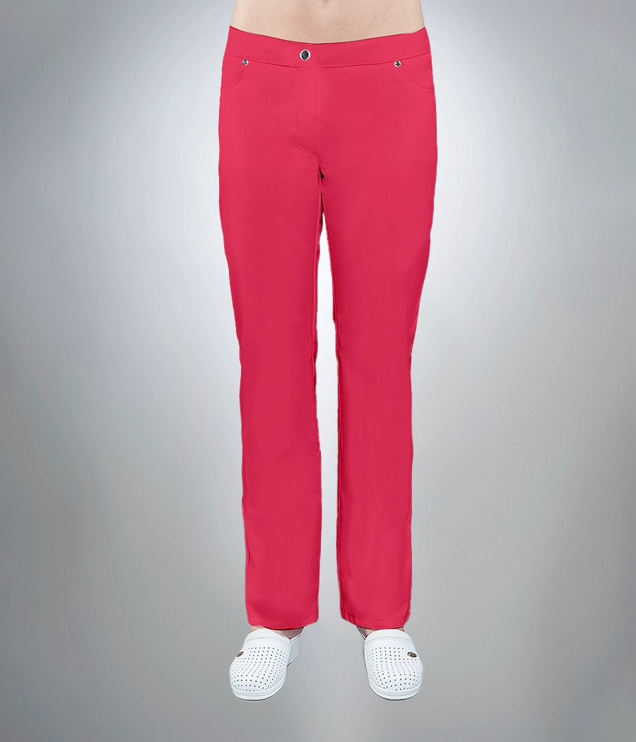 Spodnie medyczne damskie dżinsowe 5003 w kolorze fuksji OP K17