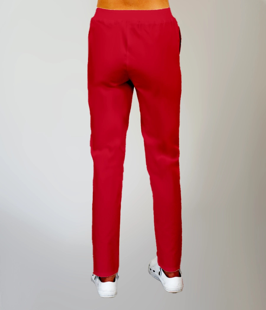 Spodnie medyczne damskie proste z gumą w pasie 5024 w kolorze czerwonym OP K10