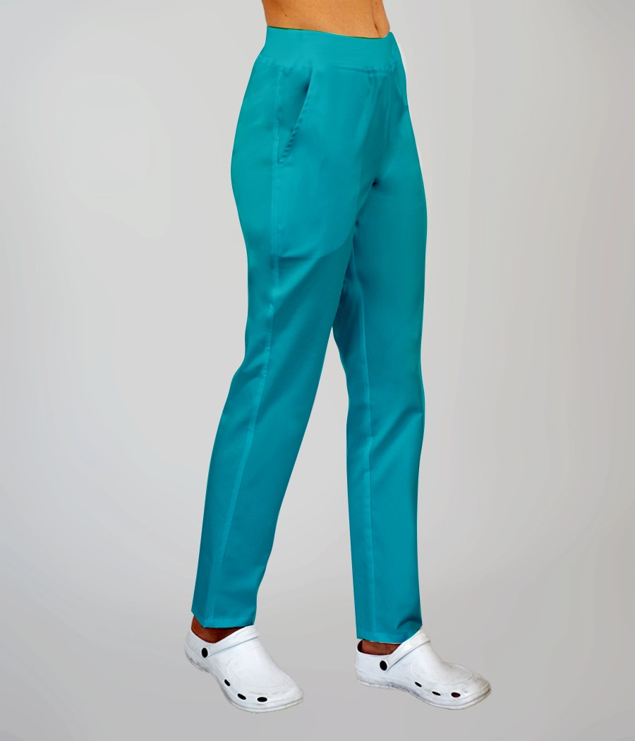 Spodnie medyczne damskie proste z gumą w pasie 5024 w kolorze turkusowym ST K29