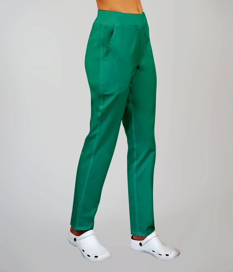 Spodnie medyczne damskie proste z gumą w pasie 5024 w kolorze zielonym OP K6