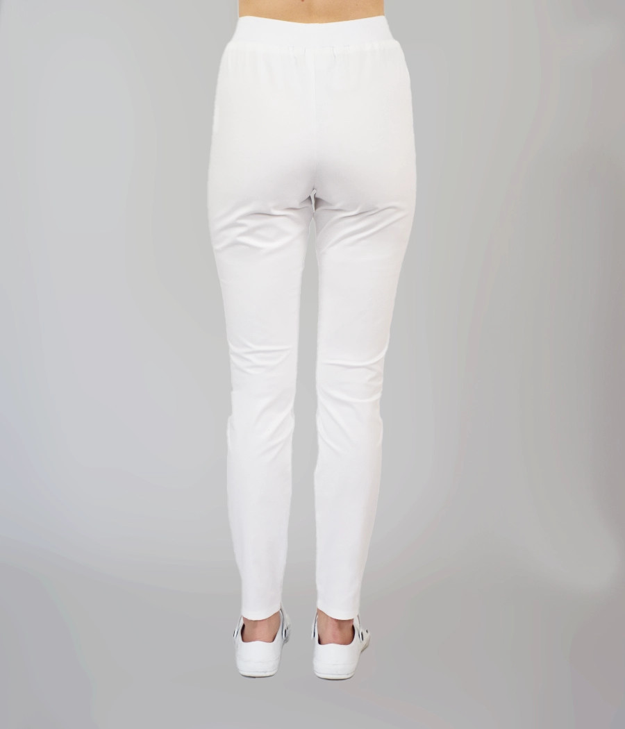 Spodnie medyczne damskie rurki z gumą w pasie 5026 w kolorze białym OP K1