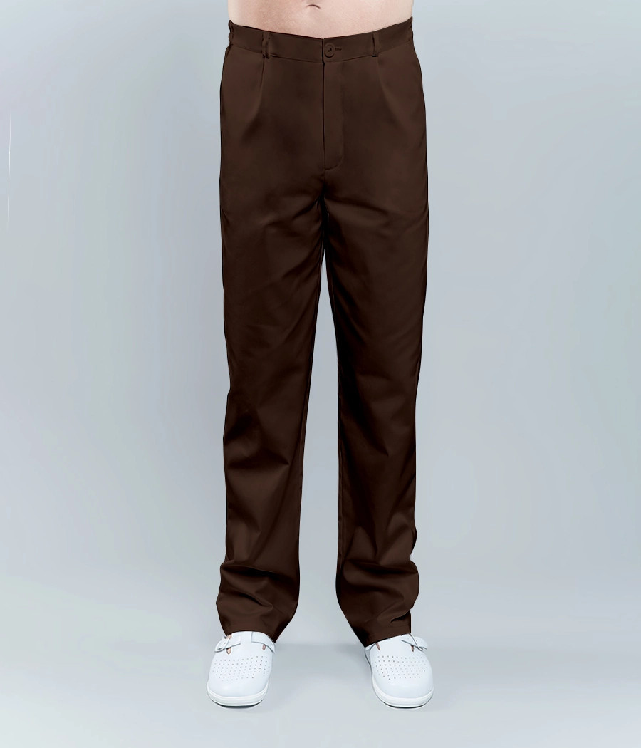 Spodnie medyczne męskie klasyczne 6001 w kolorze brązowym OP K20