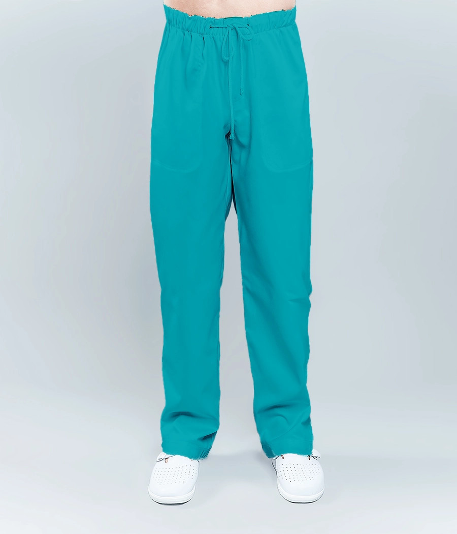 Spodnie medyczne męskie z kieszenią z tyłu ściągane sznurkiem 6003 w kolorze turkusowym ST K29