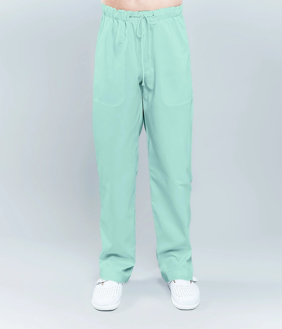 Spodnie medyczne męskie z kieszenią z tyłu ściągane sznurkiem 6003 w kolorze seledynowym OP K5