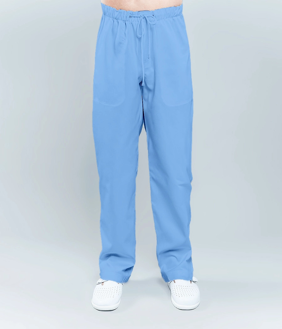 Spodnie medyczne męskie z kieszenią z tyłu ściągane sznurkiem 6003 w kolorze błękitnym OP K7