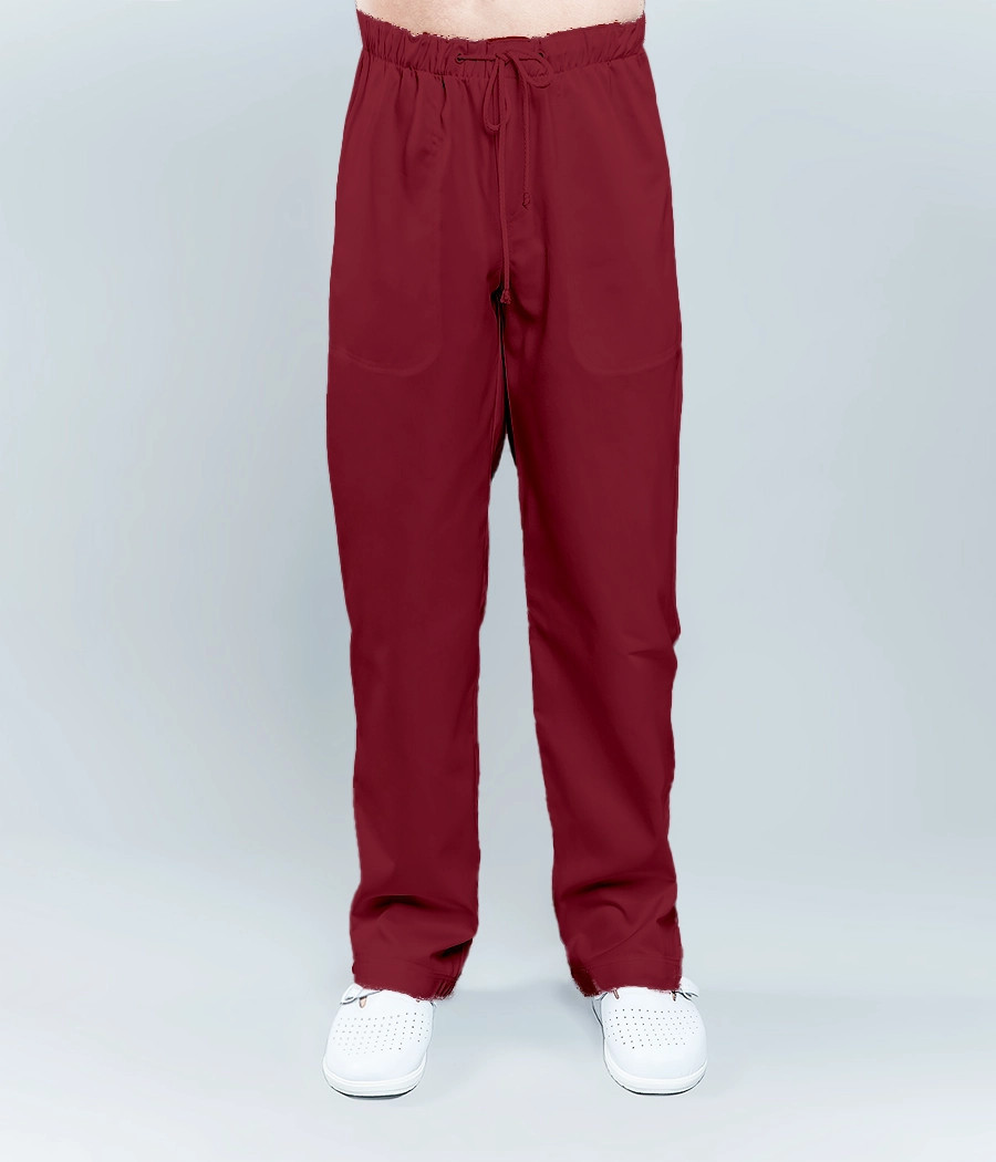 Spodnie medyczne męskie z kieszenią z tyłu ściągane sznurkiem 6003 w kolorze bordowym OP K9