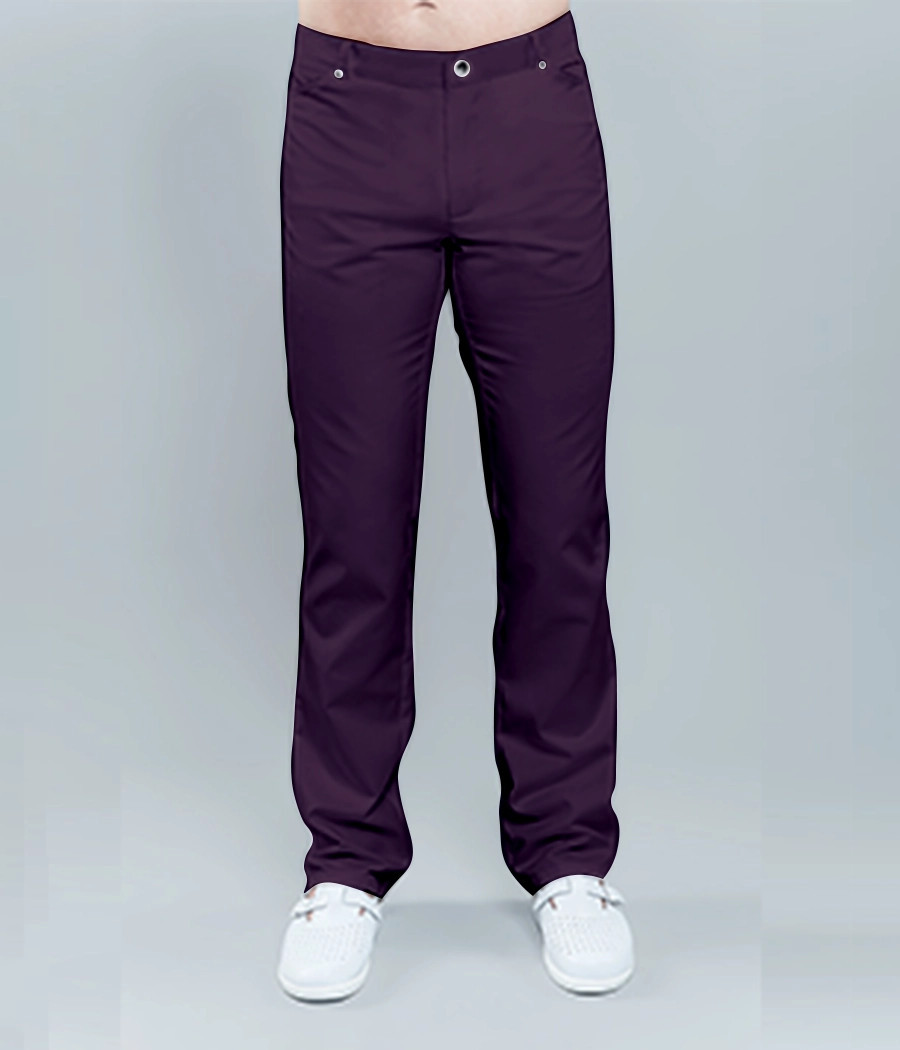 Spodnie medyczne męskie dżinsowe 6002 w kolorze śliwkowym OP K21