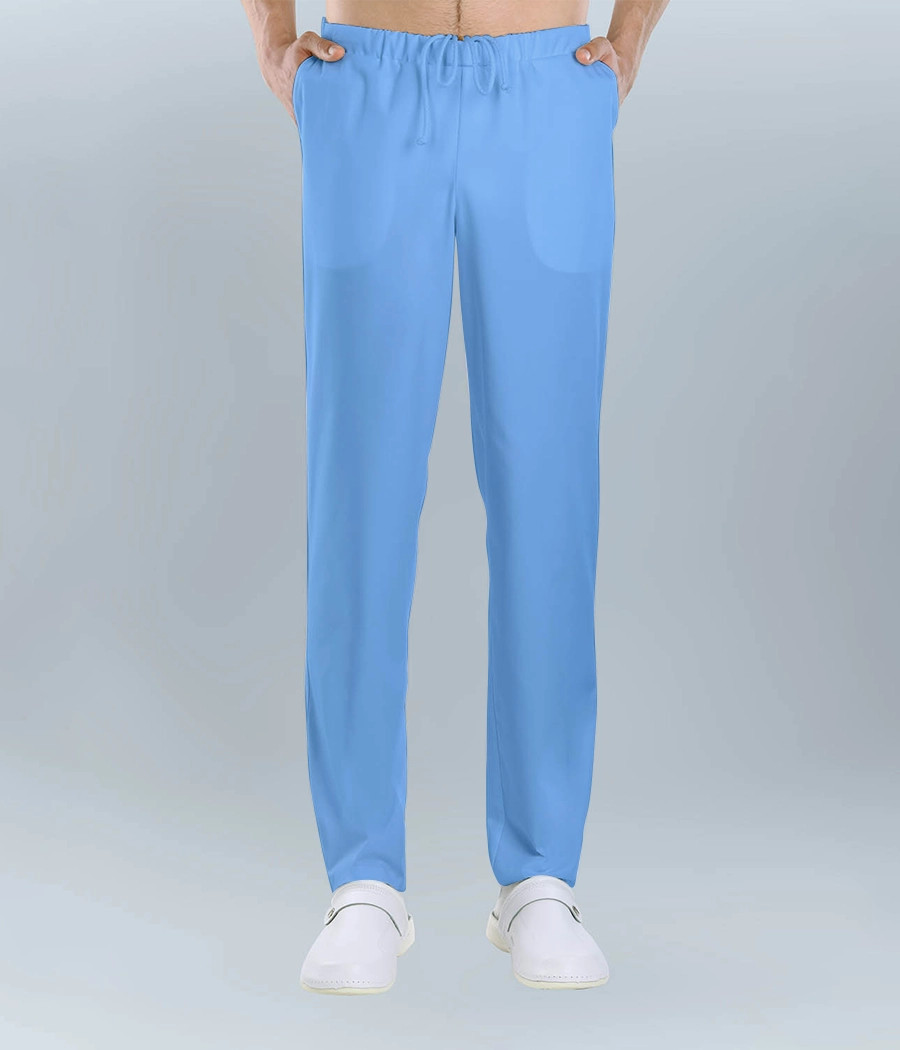 Spodnie medyczne męskie ściągane sznurkiem 6023 w kolorze błękitnym OP K7