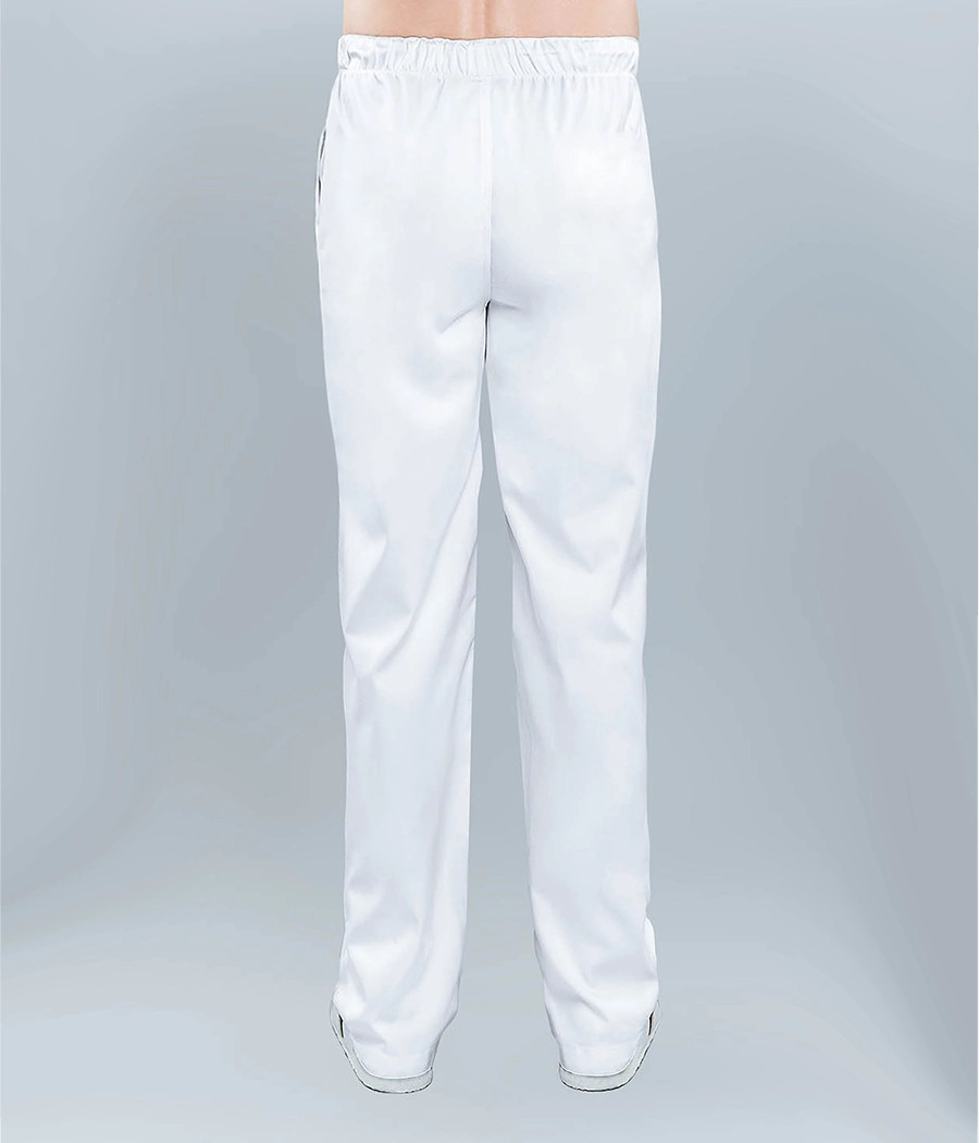 Spodnie medyczne męskie ściągane sznurkiem 6023 w kolorze białym OP K1
