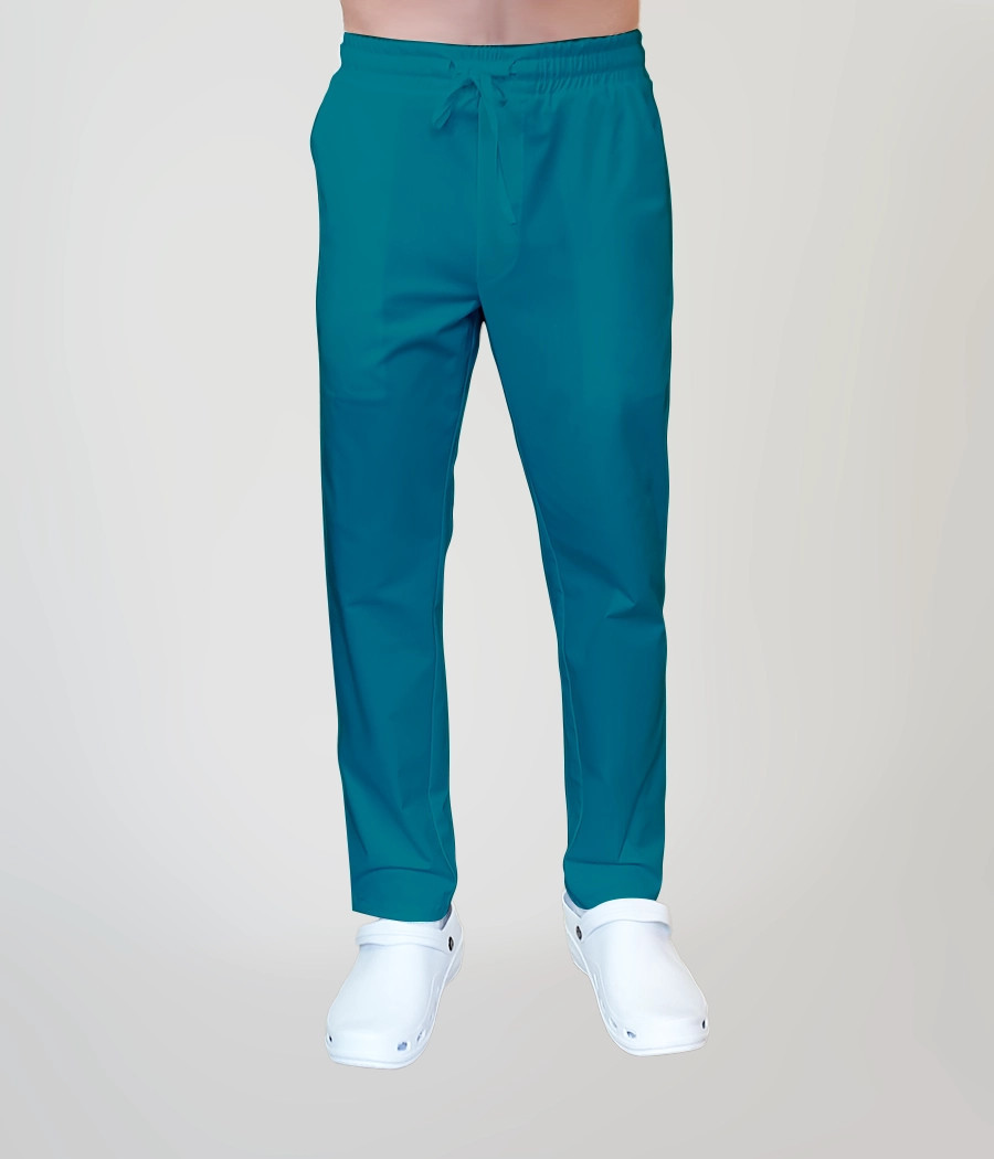 Spodnie medyczne męskie proste z troczkami 6024 w kolorze morskim PS K16