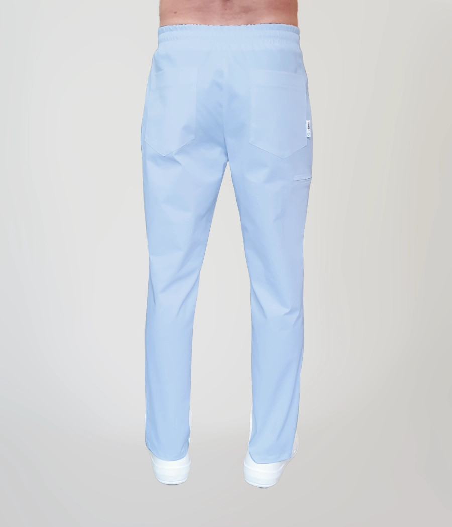 Spodnie medyczne męskie proste z troczkami 6024 w kolorze błękitnym CS K7