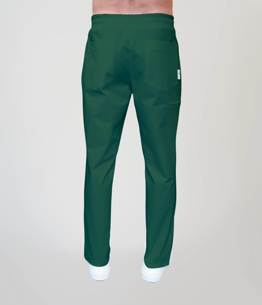 Spodnie medyczne męskie proste z troczkami 6024 w kolorze zieleni butekowej CS K38