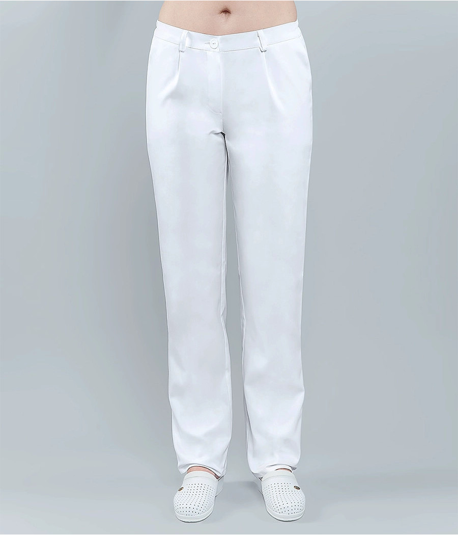 Spodnie medyczne damskie klasyczne 5001 w kolorze białym OP K1