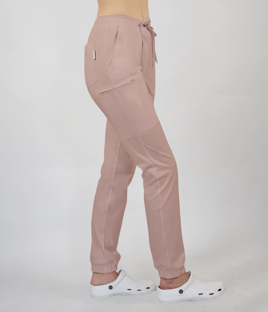 Spodnie medyczne damskie joggery z troczkami 5033 w kolorze beżowym CS K19