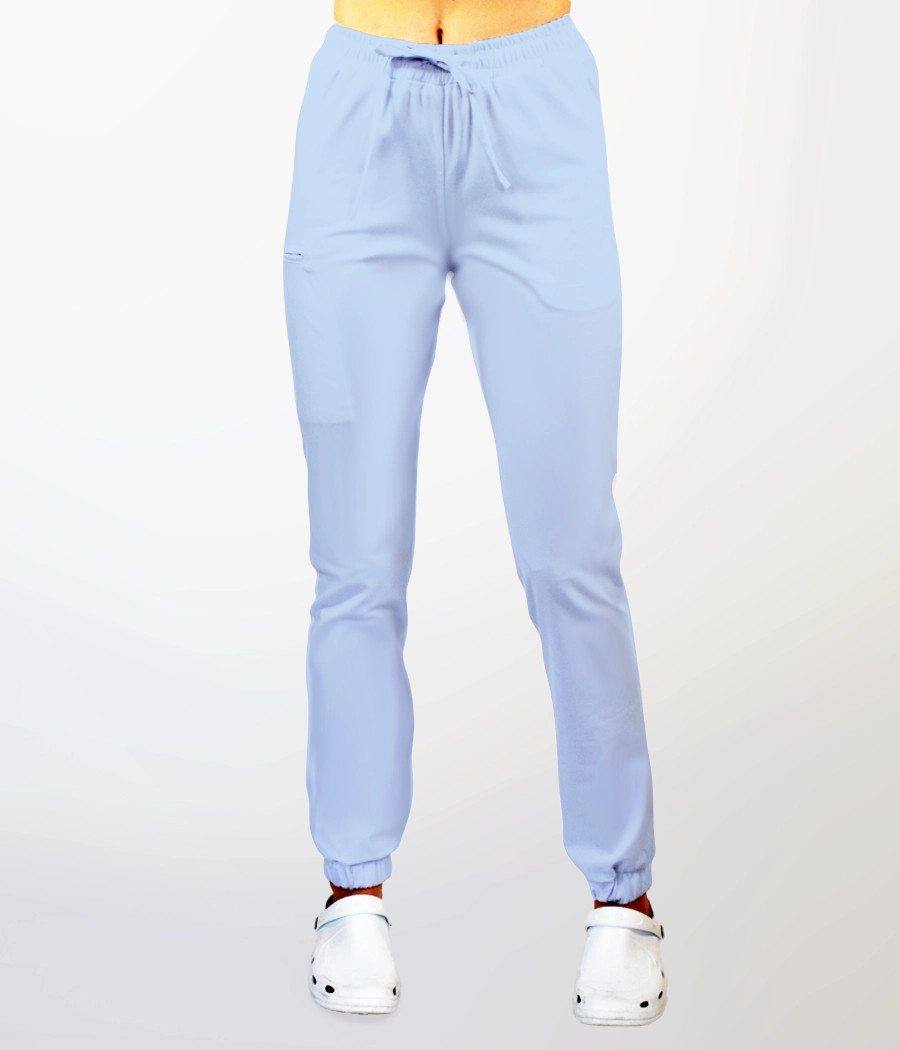Spodnie medyczne damskie joggery z troczkami 5033 w kolorze błękitnym CS K7