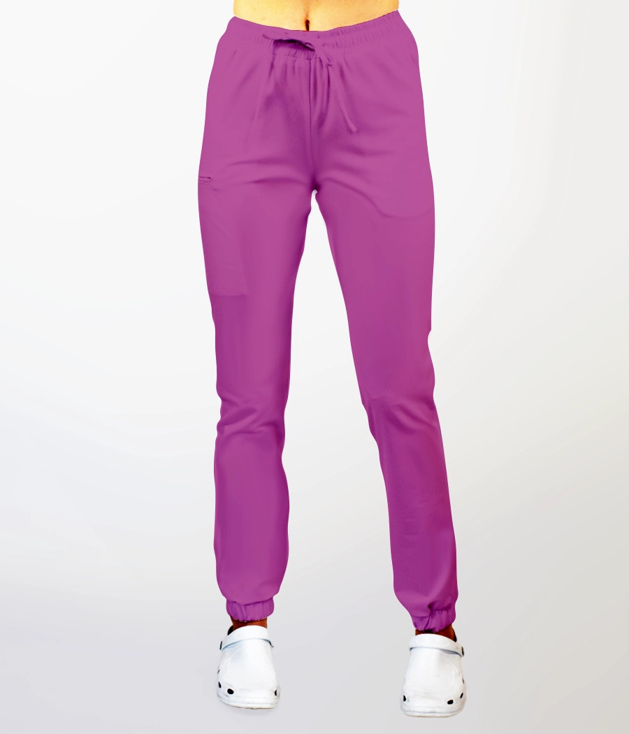 Spodnie medyczne damskie joggery z troczkami 5033 w kolorze raspberry PS K40
