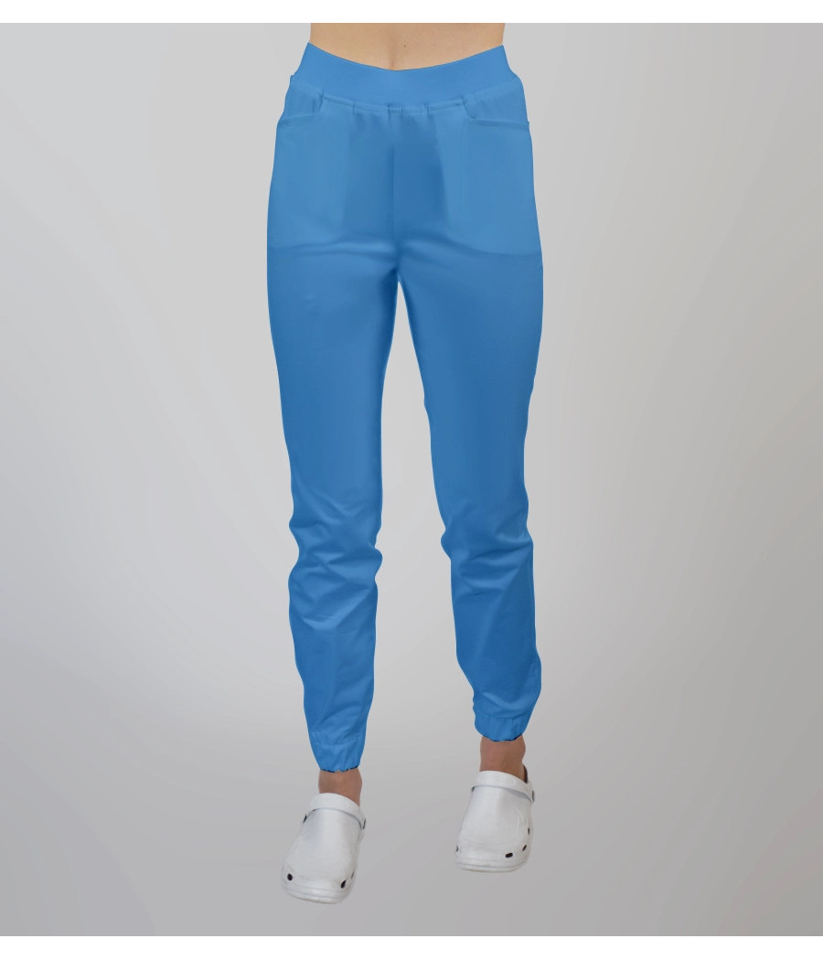 Spodnie medyczne damskie joggery z troczkami 5033 w kolorze błękitnym PS K7