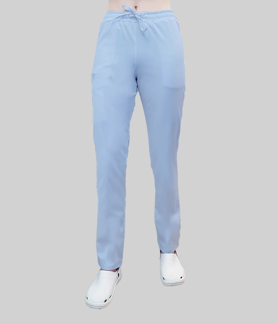 Spodnie medyczne damskie proste z troczkami 5032 w kolorze błękitnym CS K7