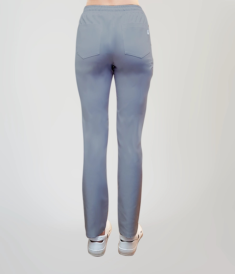 Spodnie medyczne damskie proste z troczkami 5032 w kolorze szarym PS K2