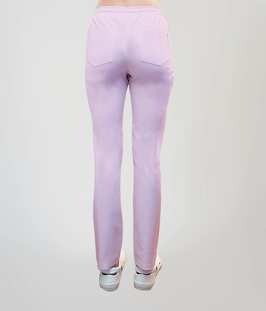 Spodnie medyczne damskie proste nogawki z troczkami 5032 w kolorze wrzosowym CS K4