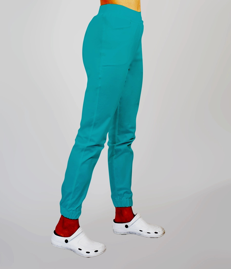 Spodnie medyczne damskie joggery ściągacz tkaninowy 5030 w kolorze turkusowym ST K29