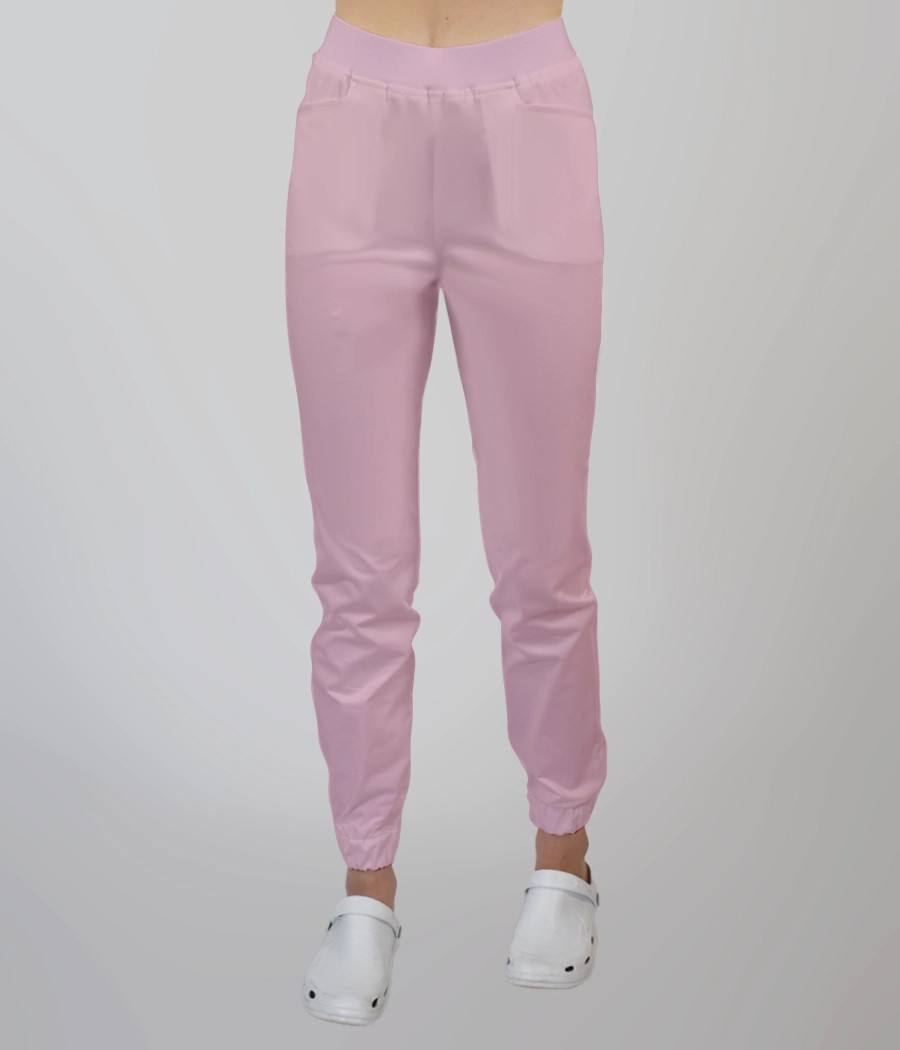 Spodnie medyczne damskie joggery ściągacz tkaninowy 5030 w kolorze różowym OP K3