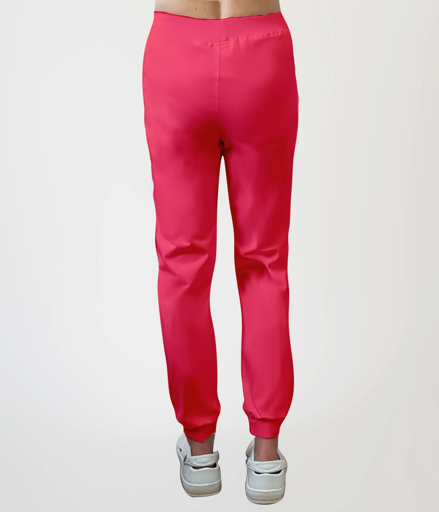 Spodnie medyczne damskie joggery z dzianiną 5031 w kolorze  czerwonym OP K10