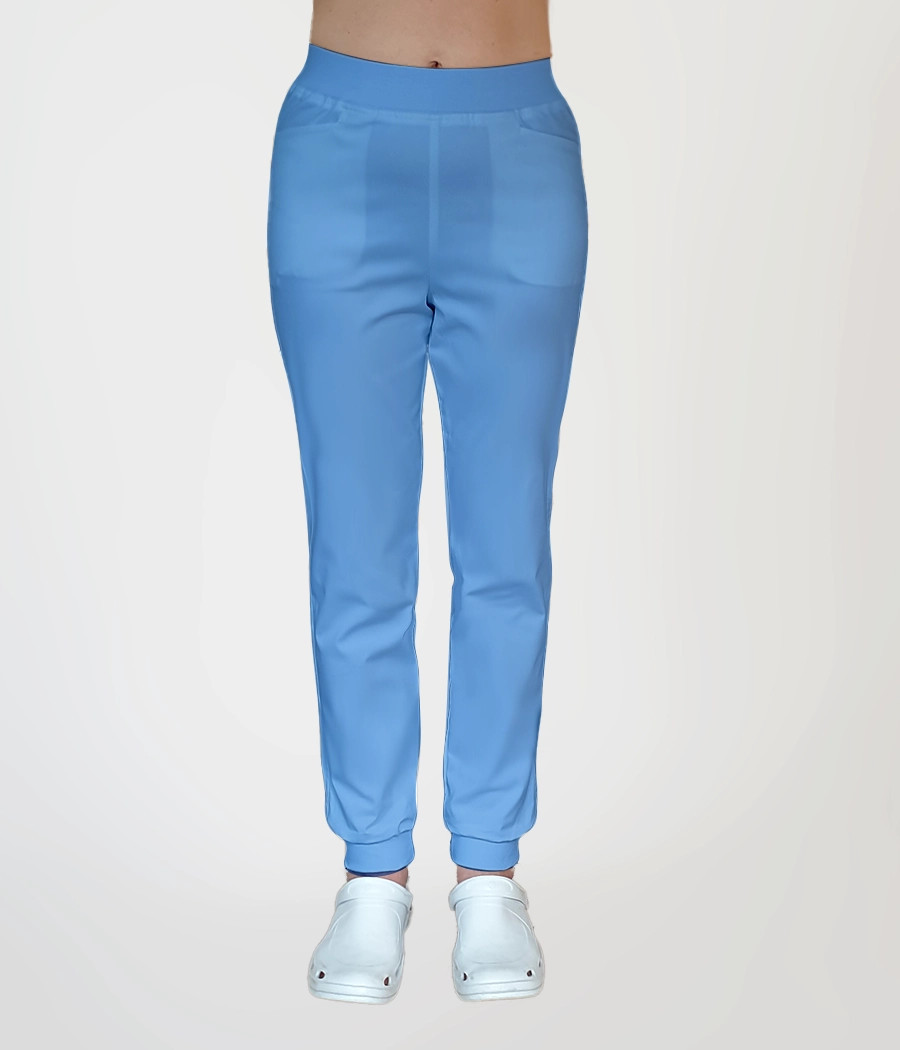 Spodnie medyczne damskie joggery z dzianiną 5031 w kolorze kobaltowym ST K30