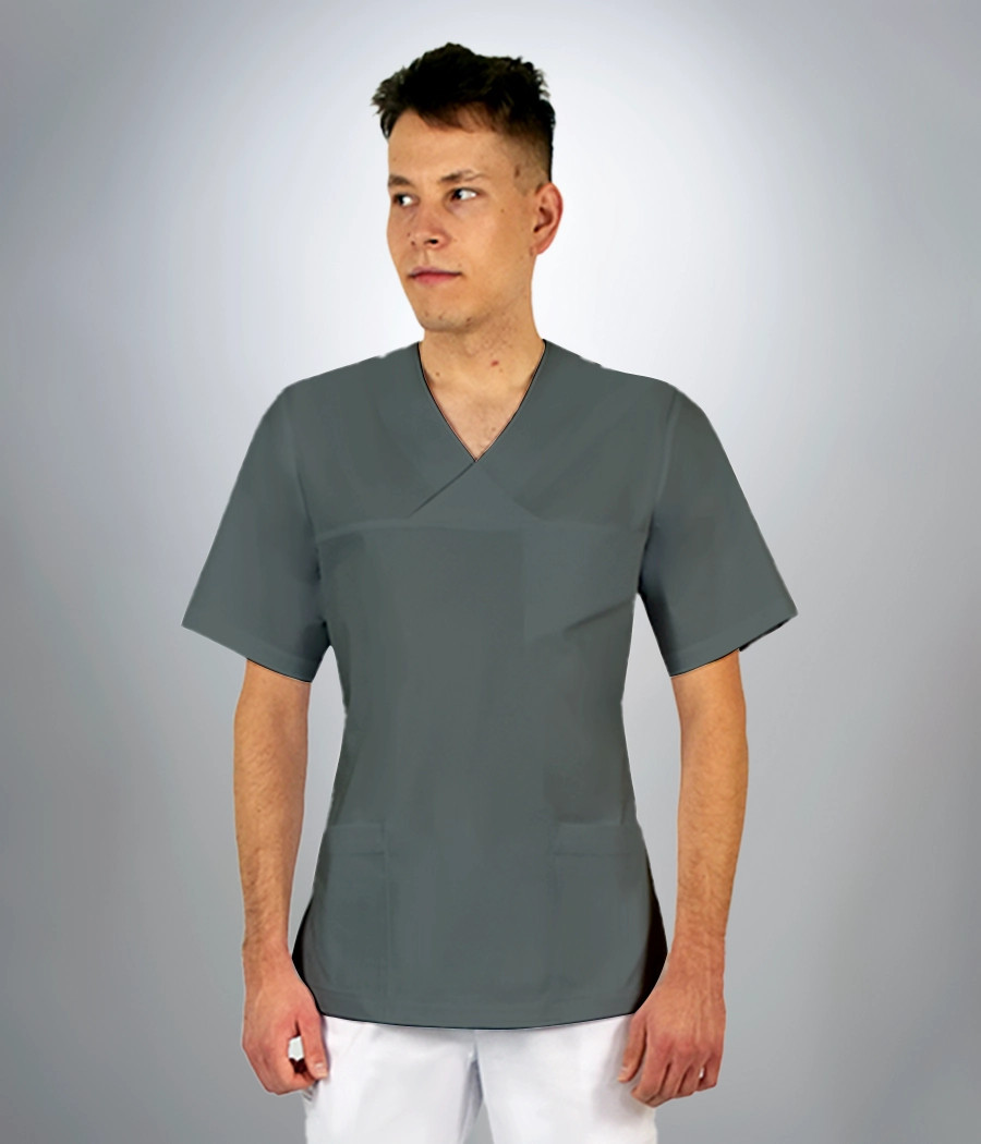 Bluza scrub medyczna męska taliowana 3011 w kolorze grafitowym ST K35