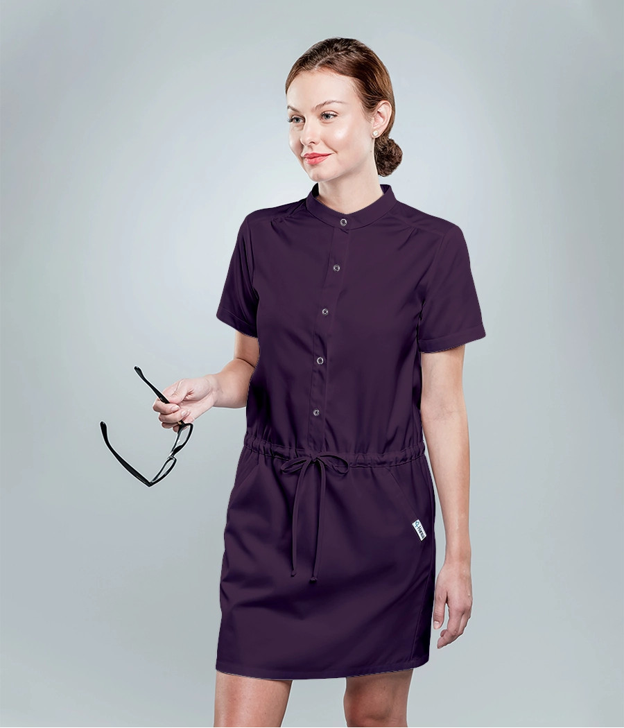 Sukienka medyczna damska sportowa ze sznurkiem 0208 w kolorze  śliwkowym OP K21
