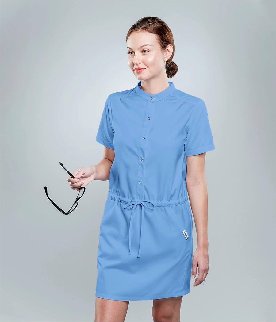 Sukienka medyczna damska sportowa ze sznurkiem 0208 w kolorze  błękitnym OP K7